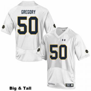 Notre Dame Fighting Irish Men's Reed Gregory #50 White Under Armour Authentic Stitched Big & Tall College NCAA Football Jersey SMZ8799NE